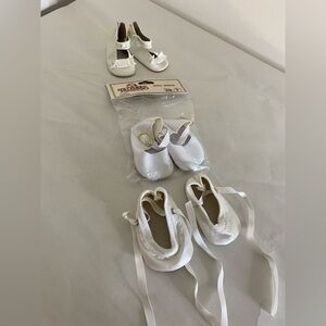 Tallina's doll shoes size 3 white mary janes vintage new, 3 pair lot